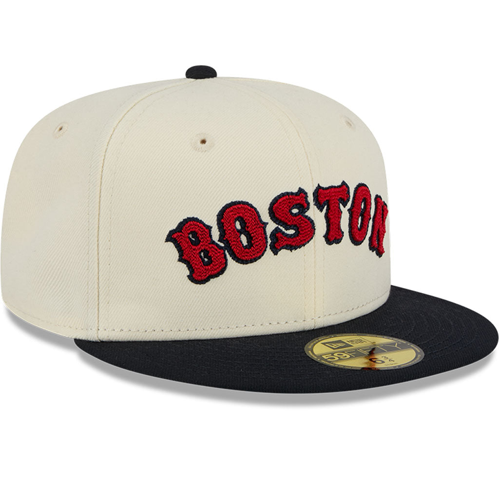 MLB Boston Red Sox New Era Two-Tone Stitch 59FIFTY Fitted Hat - Cream