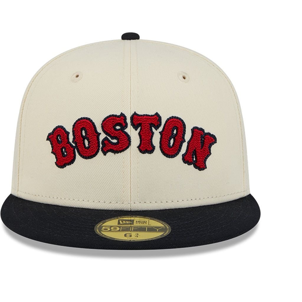 MLB Boston Red Sox New Era Two-Tone Stitch 59FIFTY Fitted Hat - Cream