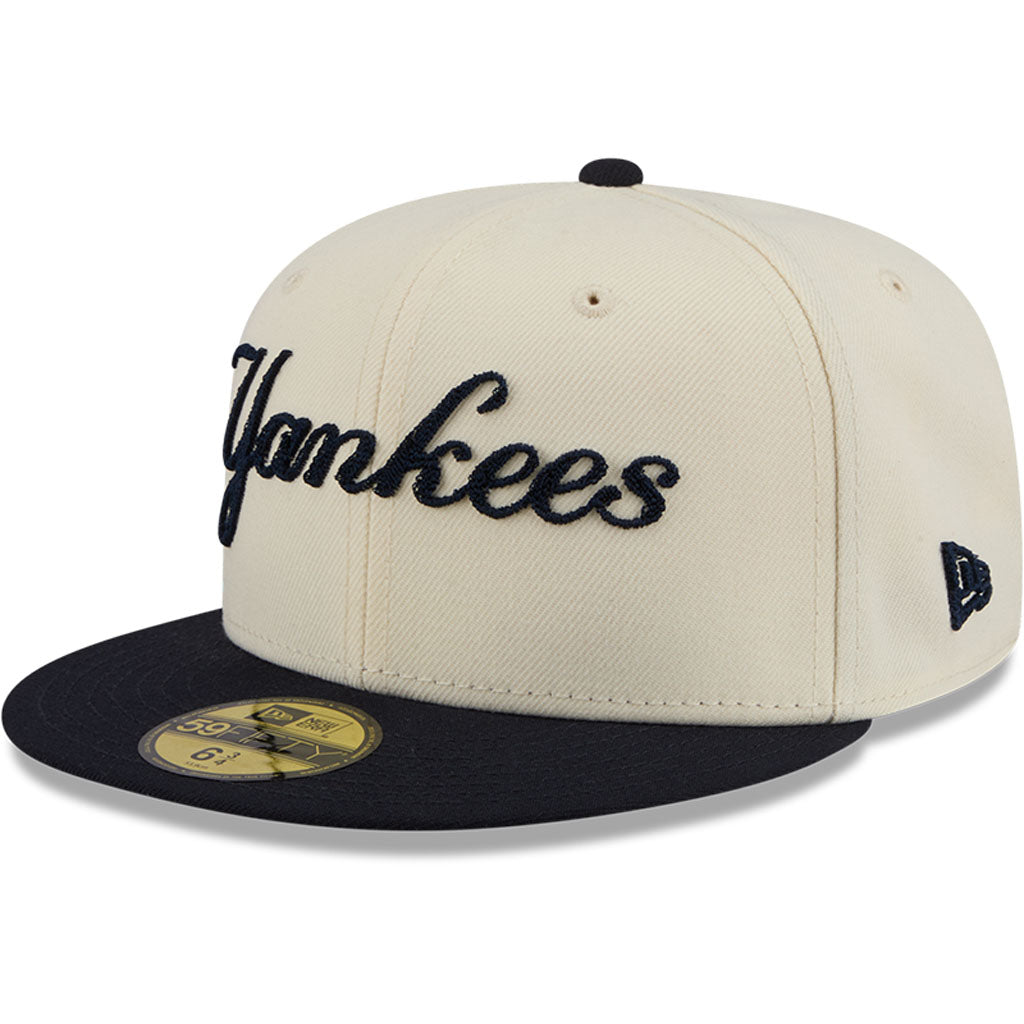 MLB New York Yankees New Era Two-Tone Stitch 59FIFTY Fitted Hat - Cream