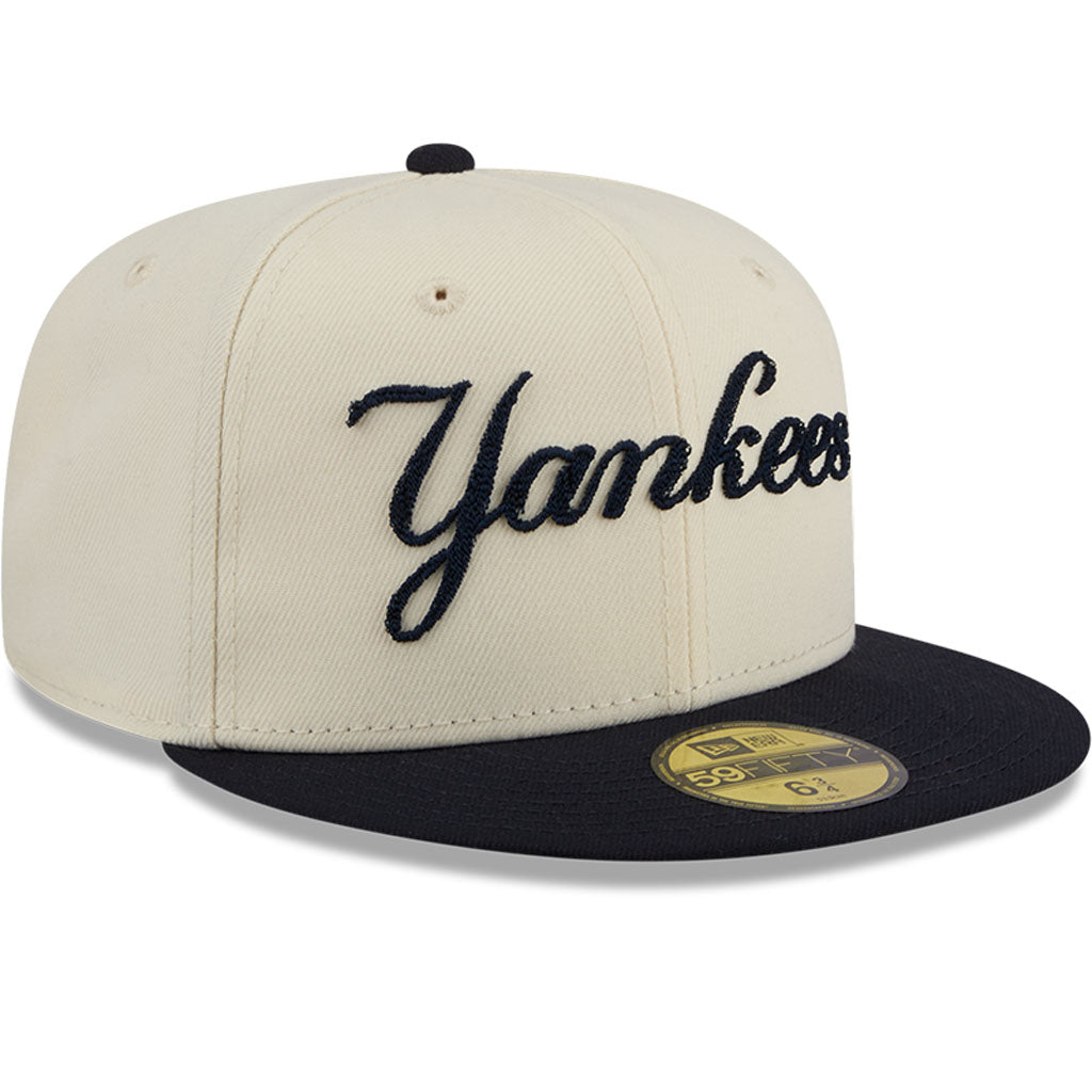 MLB New York Yankees New Era Two-Tone Stitch 59FIFTY Fitted Hat - Cream