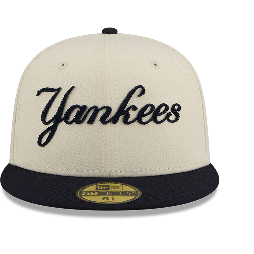 MLB New York Yankees New Era Two-Tone Stitch 59FIFTY Fitted Hat - Cream