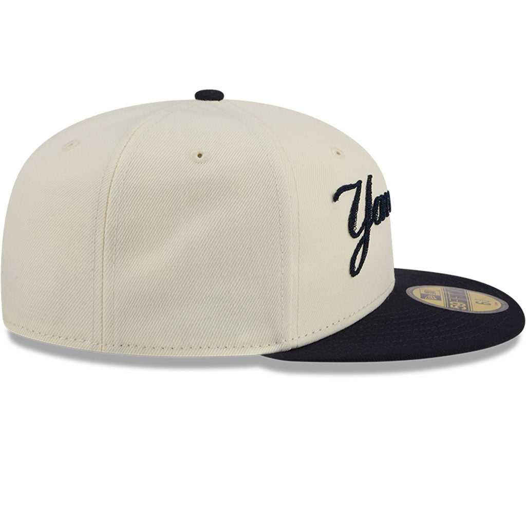 MLB New York Yankees New Era Two-Tone Stitch 59FIFTY Fitted Hat - Cream