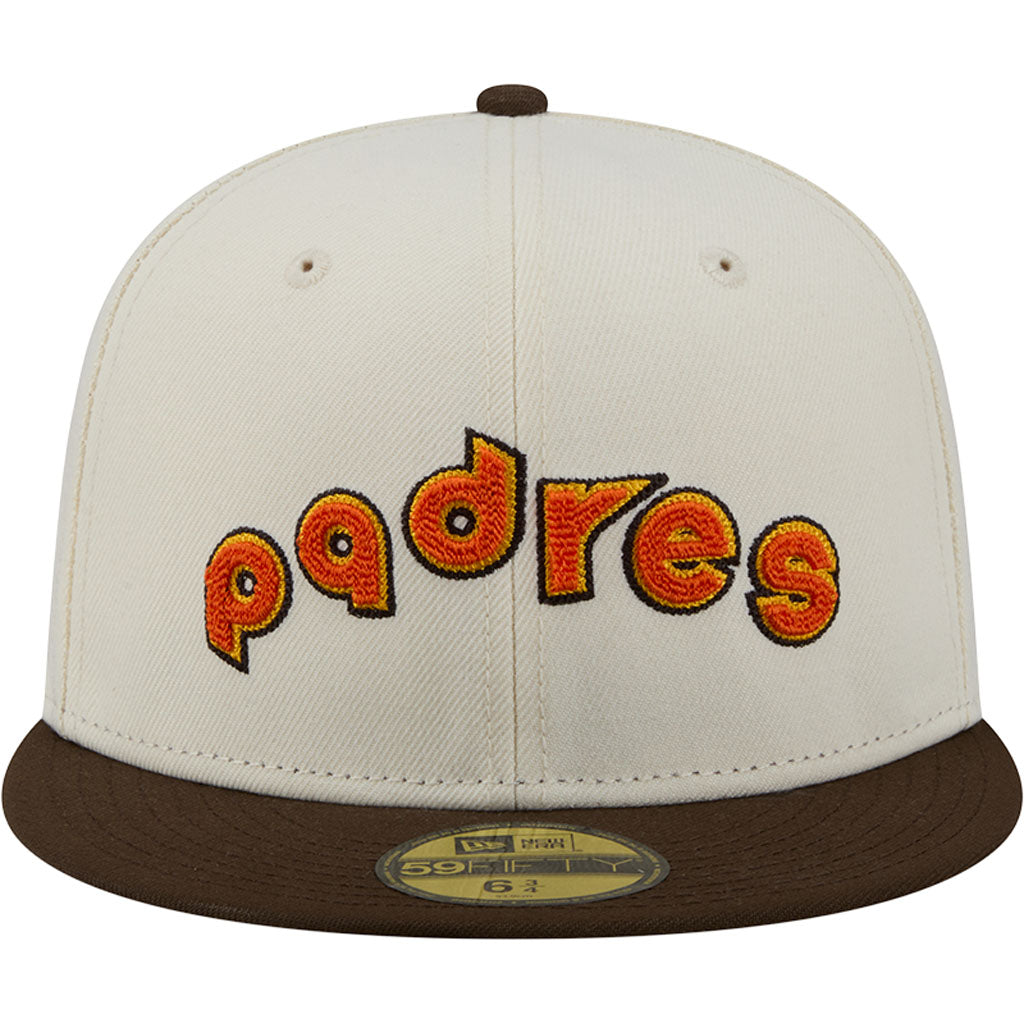 MLB San Diego Padres New Era Two-Tone Stitch 59FIFTY Fitted Hat - Cream