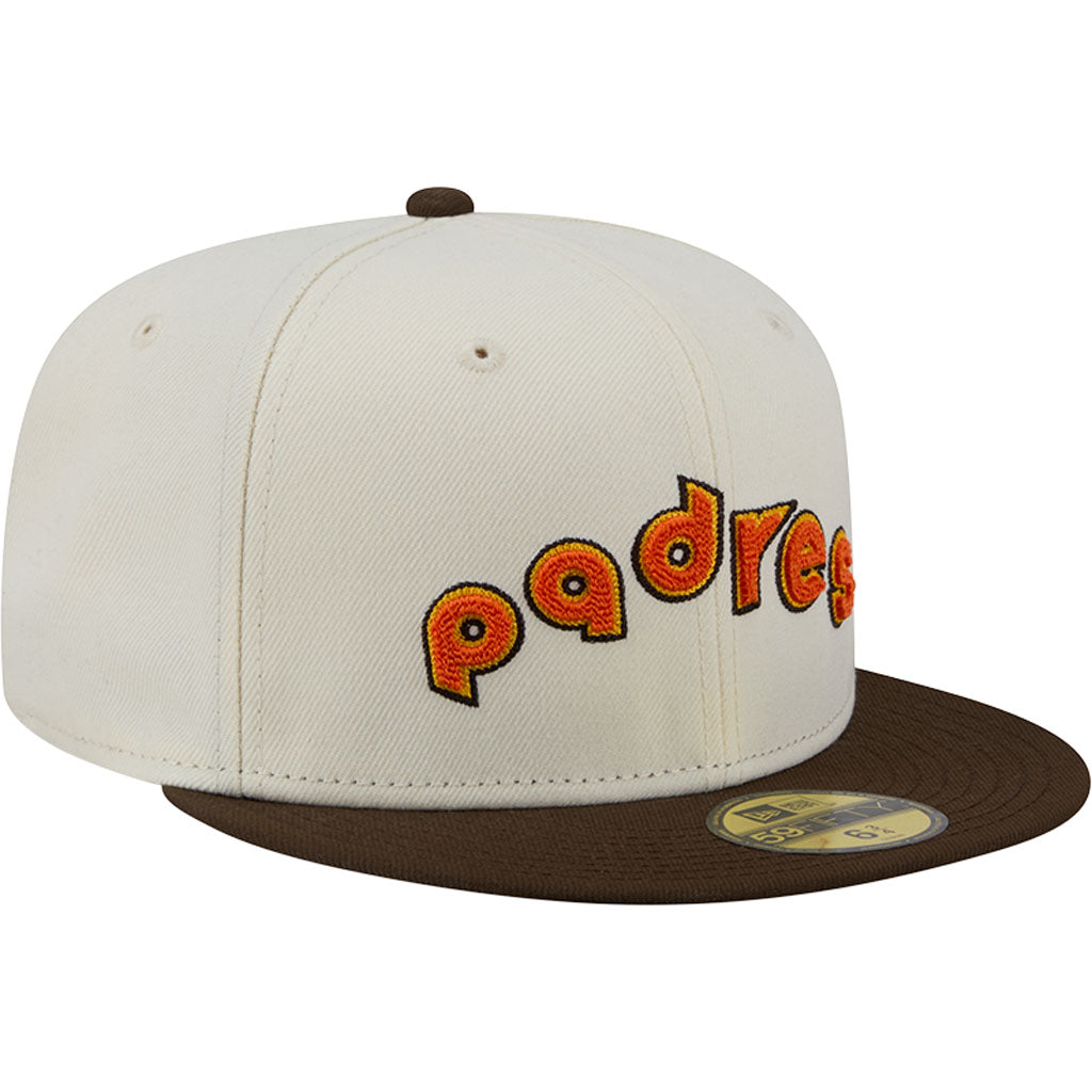 MLB San Diego Padres New Era Two-Tone Stitch 59FIFTY Fitted Hat - Cream