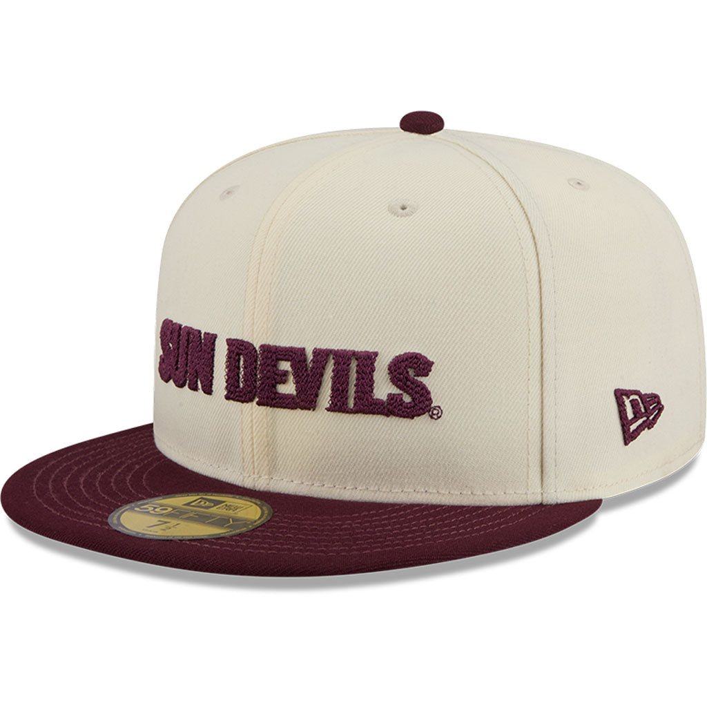 NCAA Arizona State Sun Devils New Era Two-Tone Stitch 59FIFTY Fitted Hat - Cream