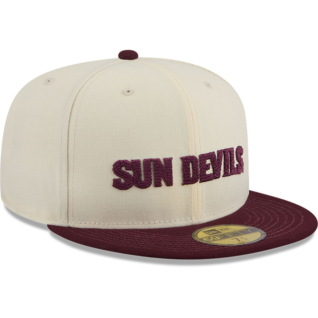 NCAA Arizona State Sun Devils New Era Two-Tone Stitch 59FIFTY Fitted Hat - Cream