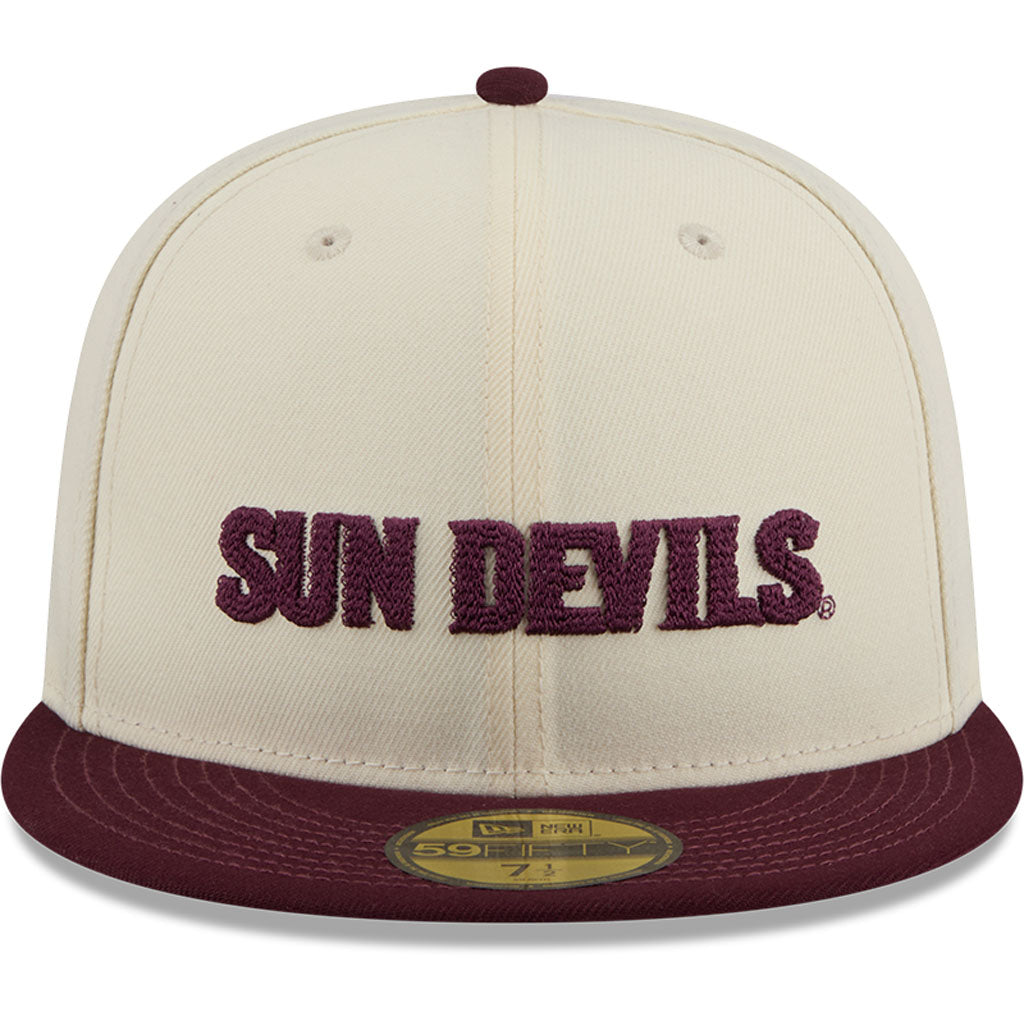 NCAA Arizona State Sun Devils New Era Two-Tone Stitch 59FIFTY Fitted Hat - Cream