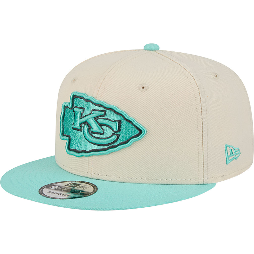 NFL Kansas City Chiefs New Era Two-Tone Aqua 9FIFTY Snapback Hat - Light cream