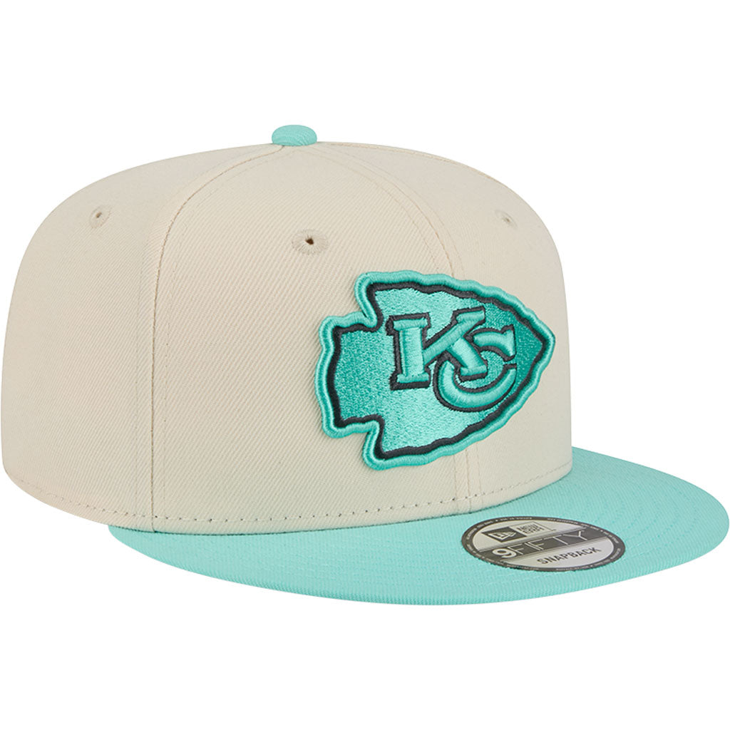 NFL Kansas City Chiefs New Era Two-Tone Aqua 9FIFTY Snapback Hat - Light cream