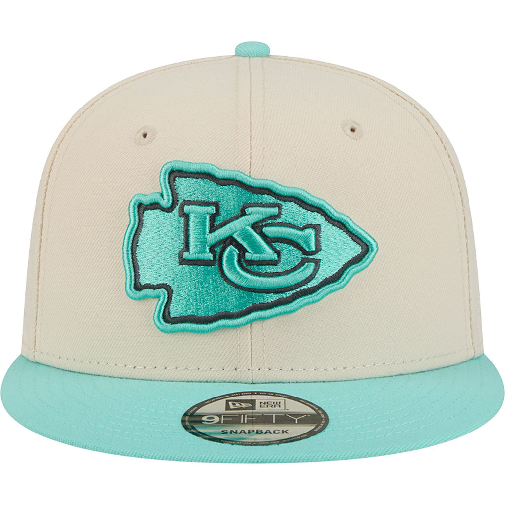 NFL Kansas City Chiefs New Era Two-Tone Aqua 9FIFTY Snapback Hat - Light cream