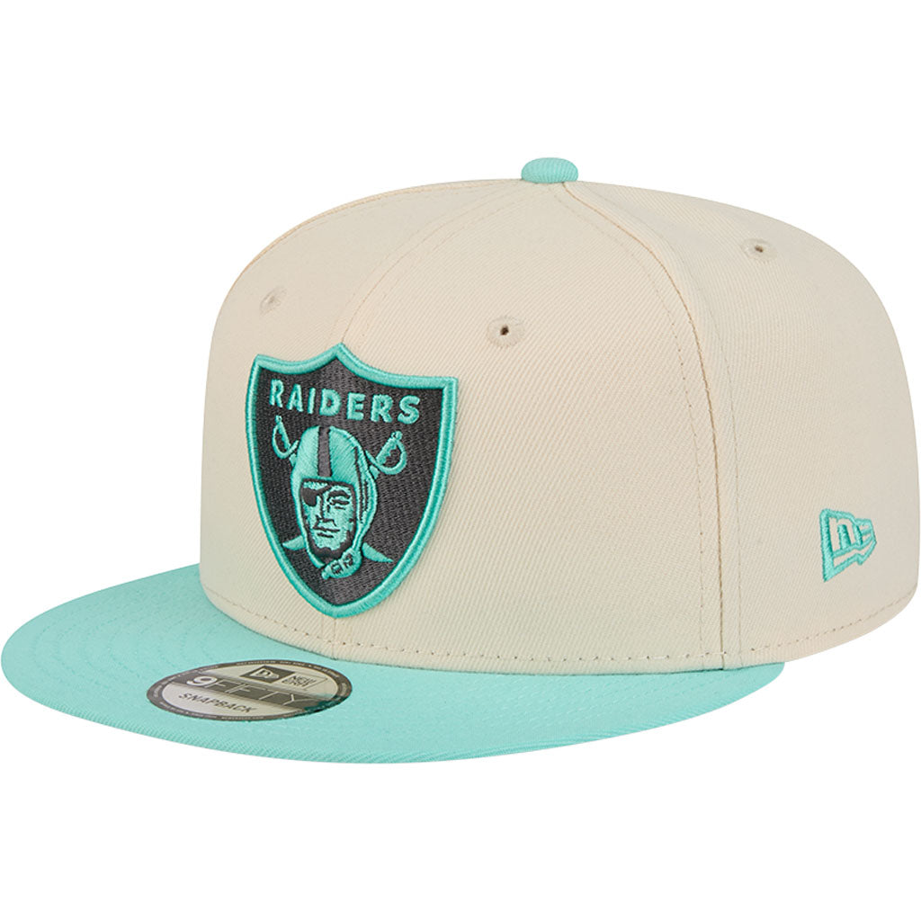 NFL Las Vegas Raiders New Era Two-Tone Aqua 9FIFTY Snapback Hat - Light cream
