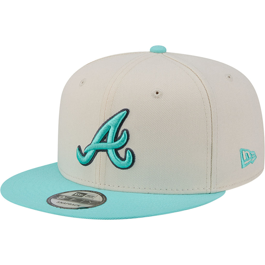 MLB Atlanta Braves New Era Two-Tone Aqua 9FIFTY Snapback Hat - Light cream