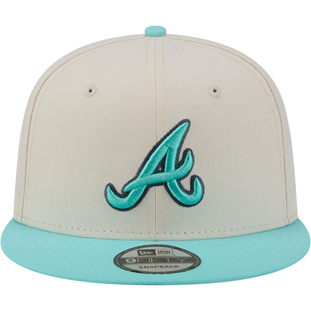 MLB Atlanta Braves New Era Two-Tone Aqua 9FIFTY Snapback Hat - Light cream