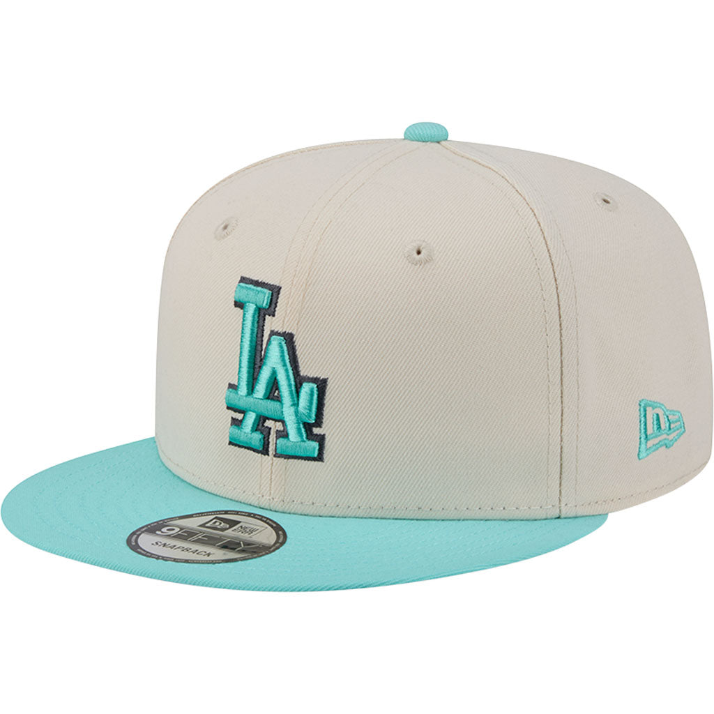 MLB Los Angeles Dodgers New Era Two-Tone Aqua 9FIFTY Snapback Hat - Light cream
