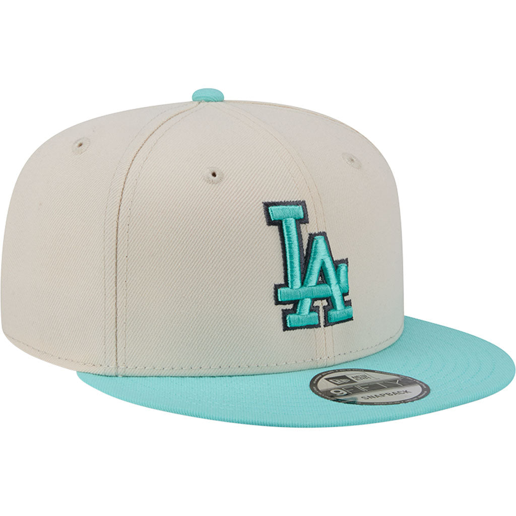 MLB Los Angeles Dodgers New Era Two-Tone Aqua 9FIFTY Snapback Hat - Light cream