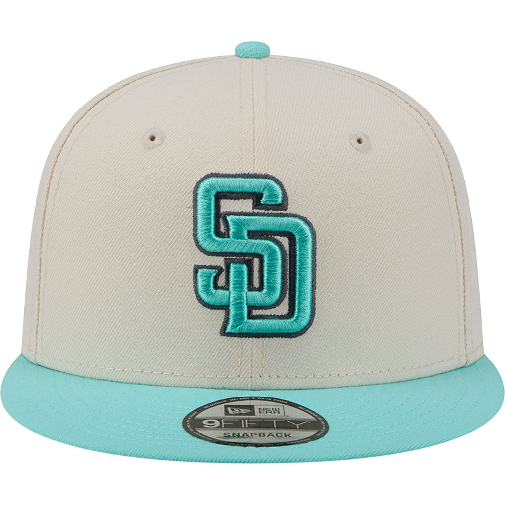 MLB San Diego Padres New Era Two-Tone Aqua 9FIFTY Snapback Hat - Light cream