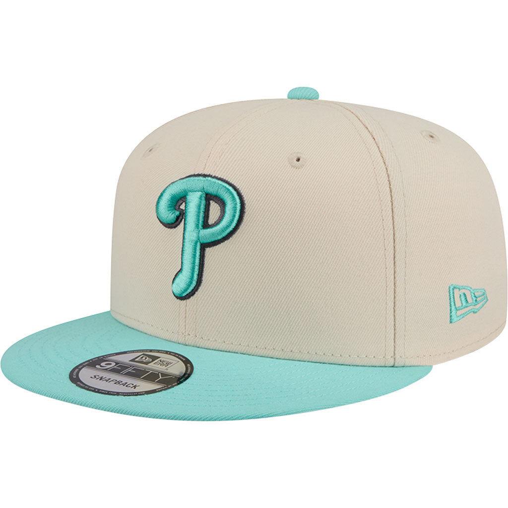 MLB Philadelphia Phillies New Era Two-Tone Aqua 9FIFTY Snapback Hat - Light cream