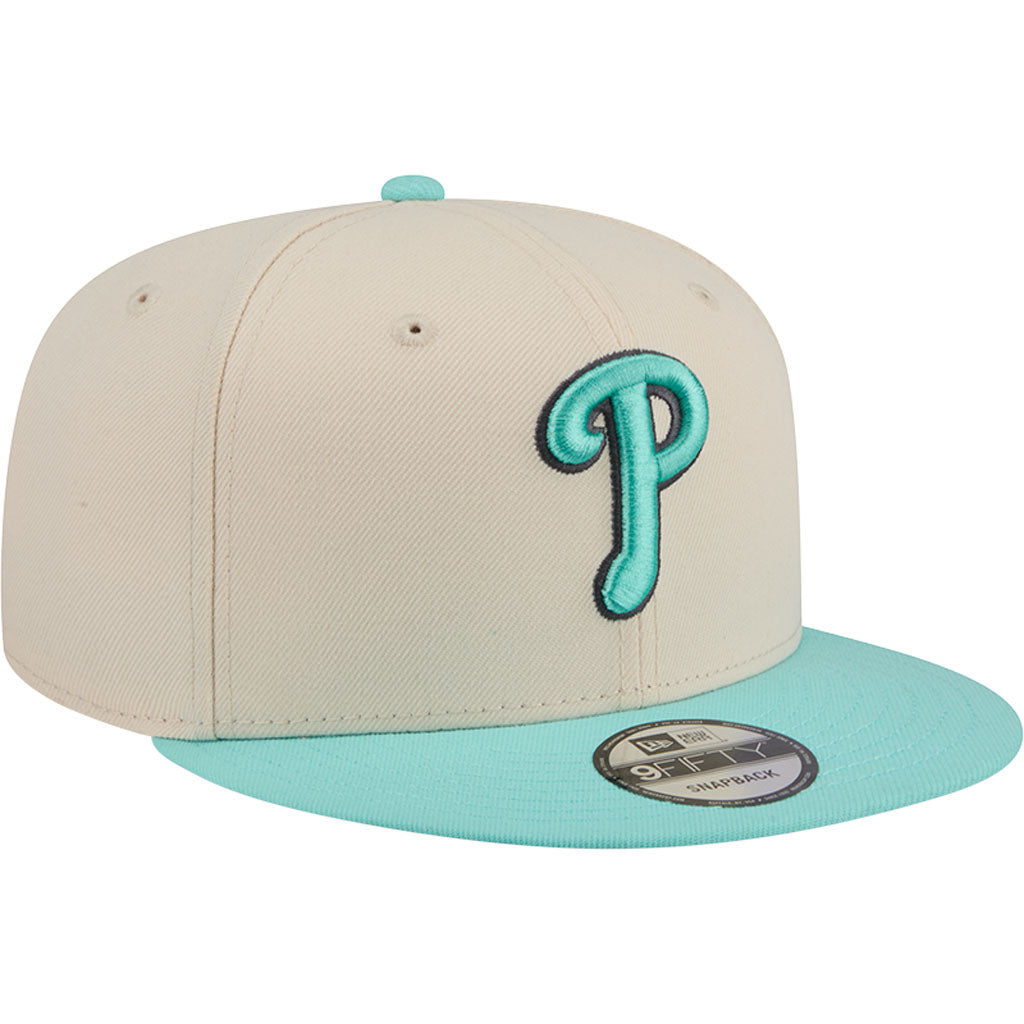 MLB Philadelphia Phillies New Era Two-Tone Aqua 9FIFTY Snapback Hat - Light cream