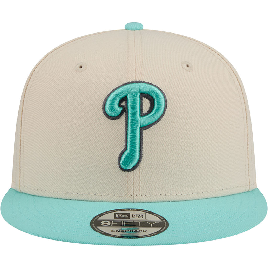MLB Philadelphia Phillies New Era Two-Tone Aqua 9FIFTY Snapback Hat - Light cream