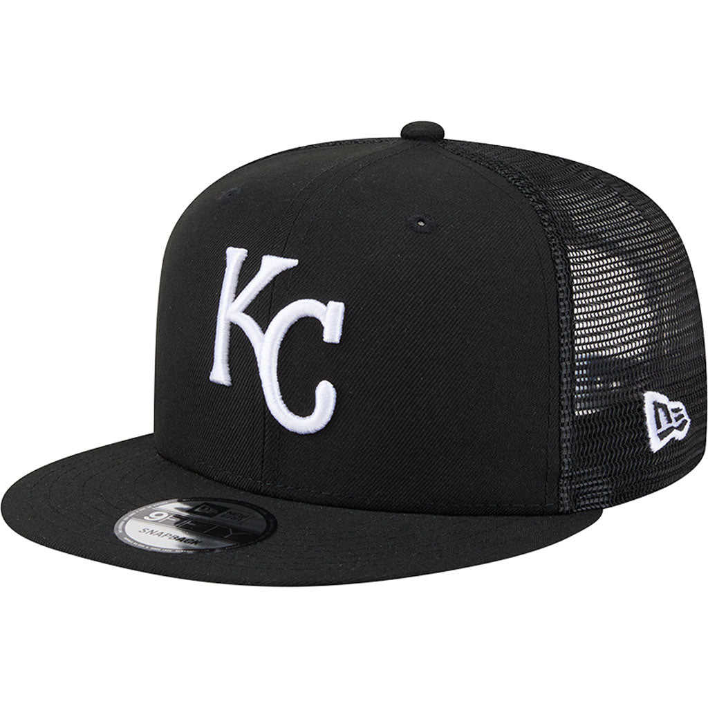 MLB Kansas City Royals New Era Black & White Trucker 9FIFTY Snapback Hat - Black