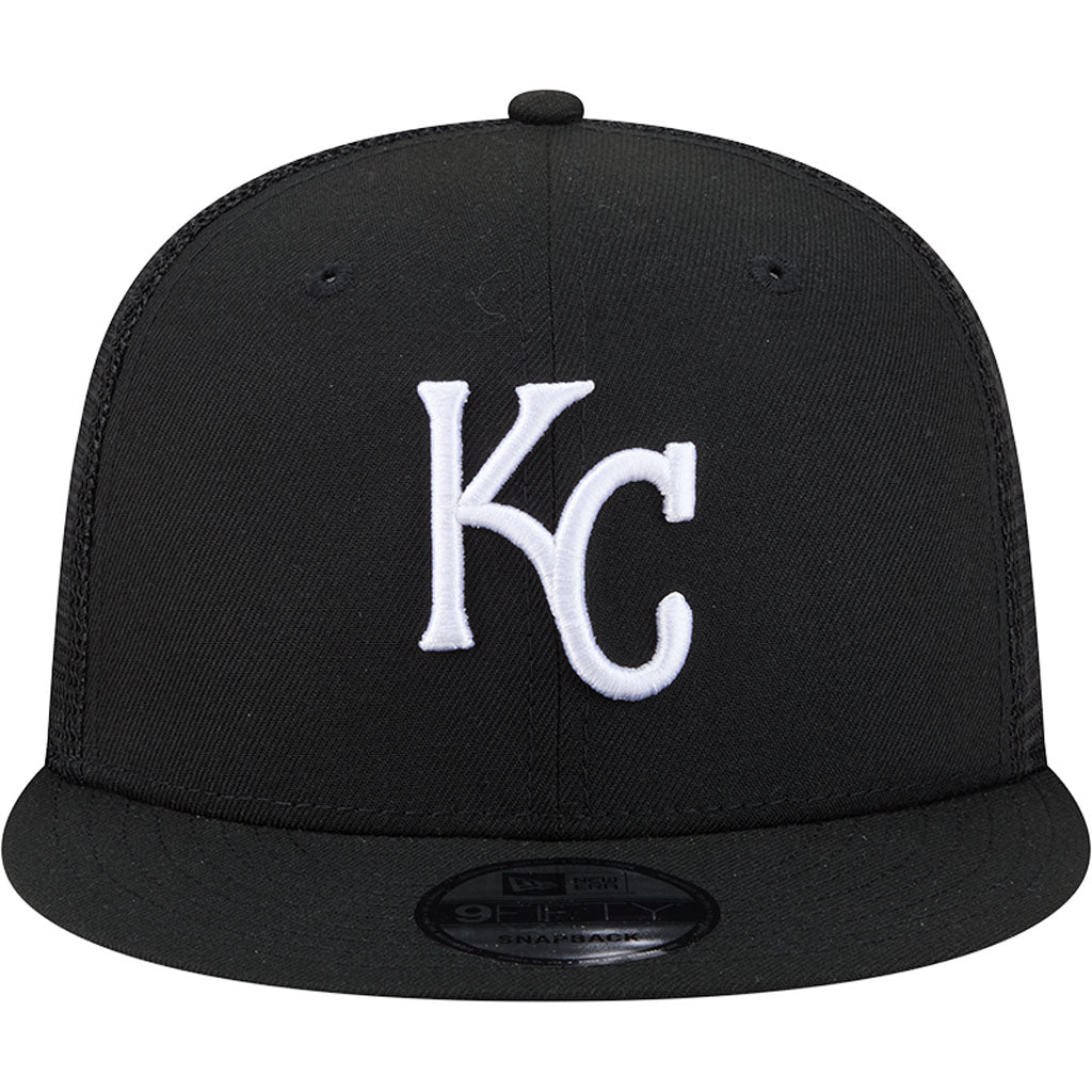 MLB Kansas City Royals New Era Black & White Trucker 9FIFTY Snapback Hat - Black