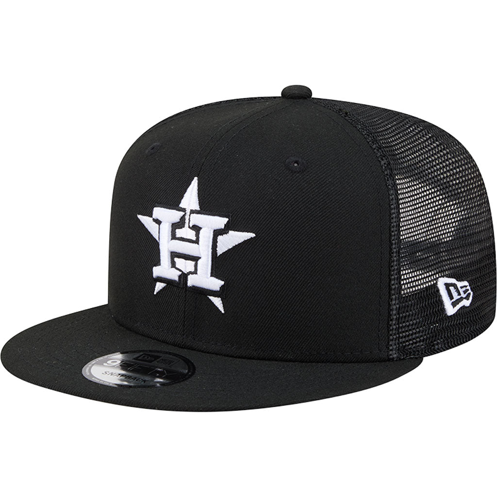 MLB Houston Astros New Era Black & White Trucker 9FIFTY Snapback Hat - Black