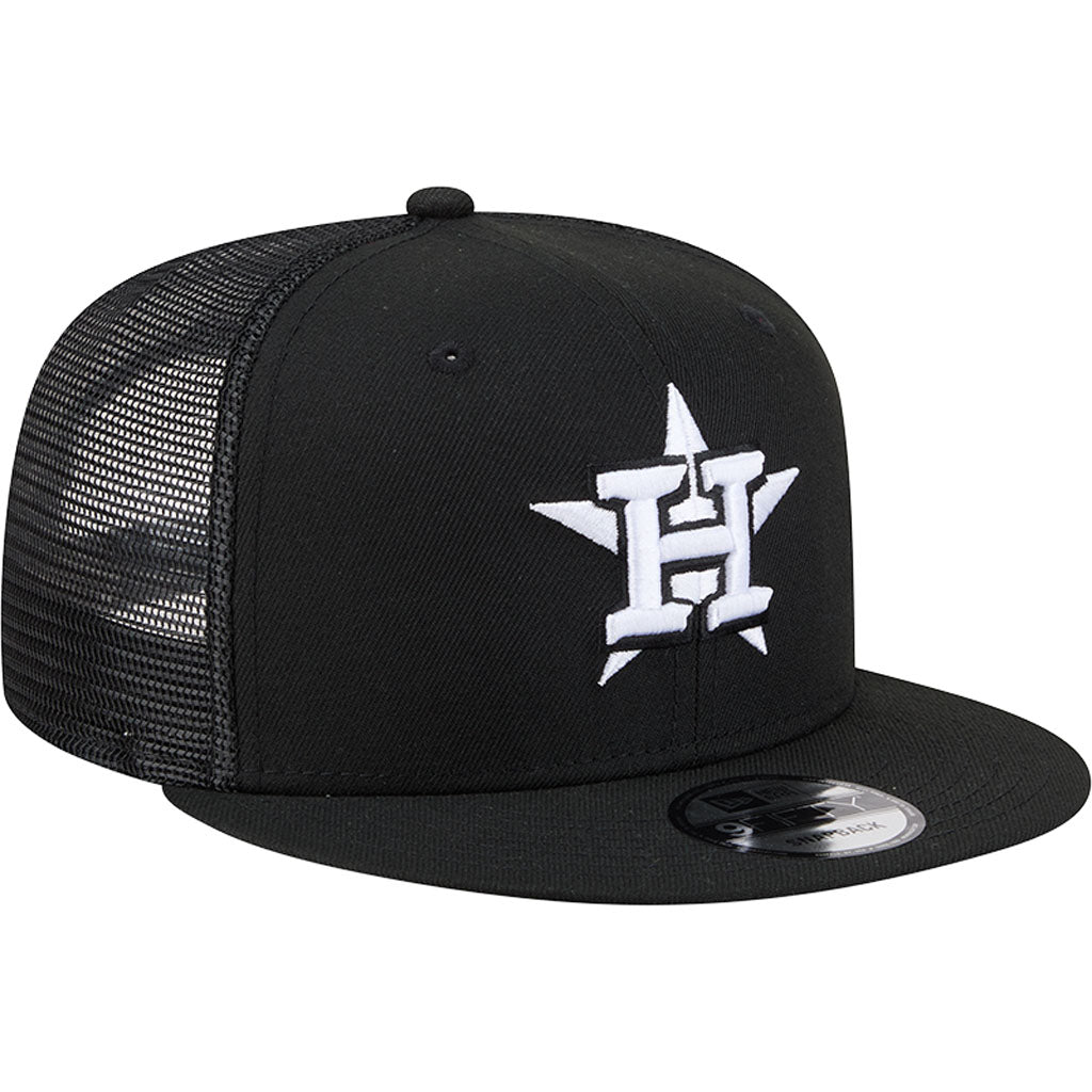 MLB Houston Astros New Era Black & White Trucker 9FIFTY Snapback Hat - Black