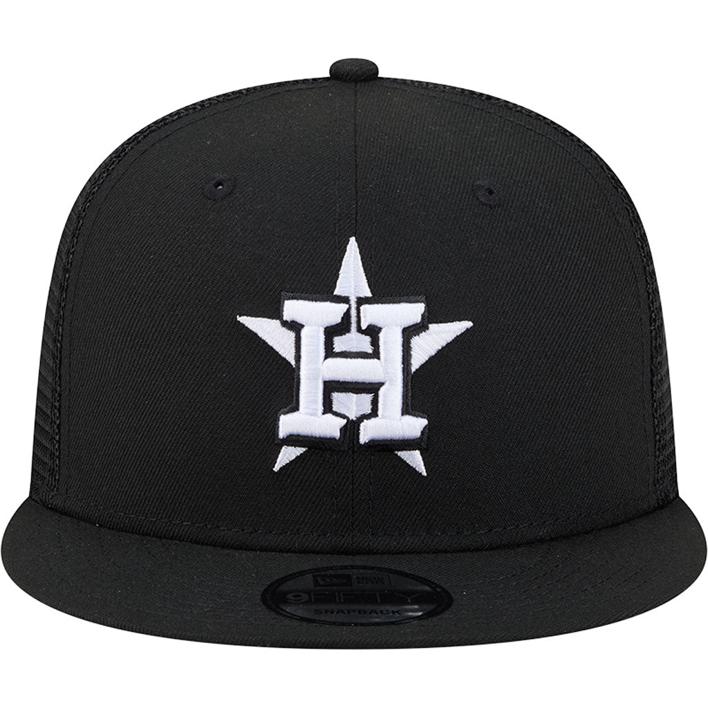 MLB Houston Astros New Era Black & White Trucker 9FIFTY Snapback Hat - Black
