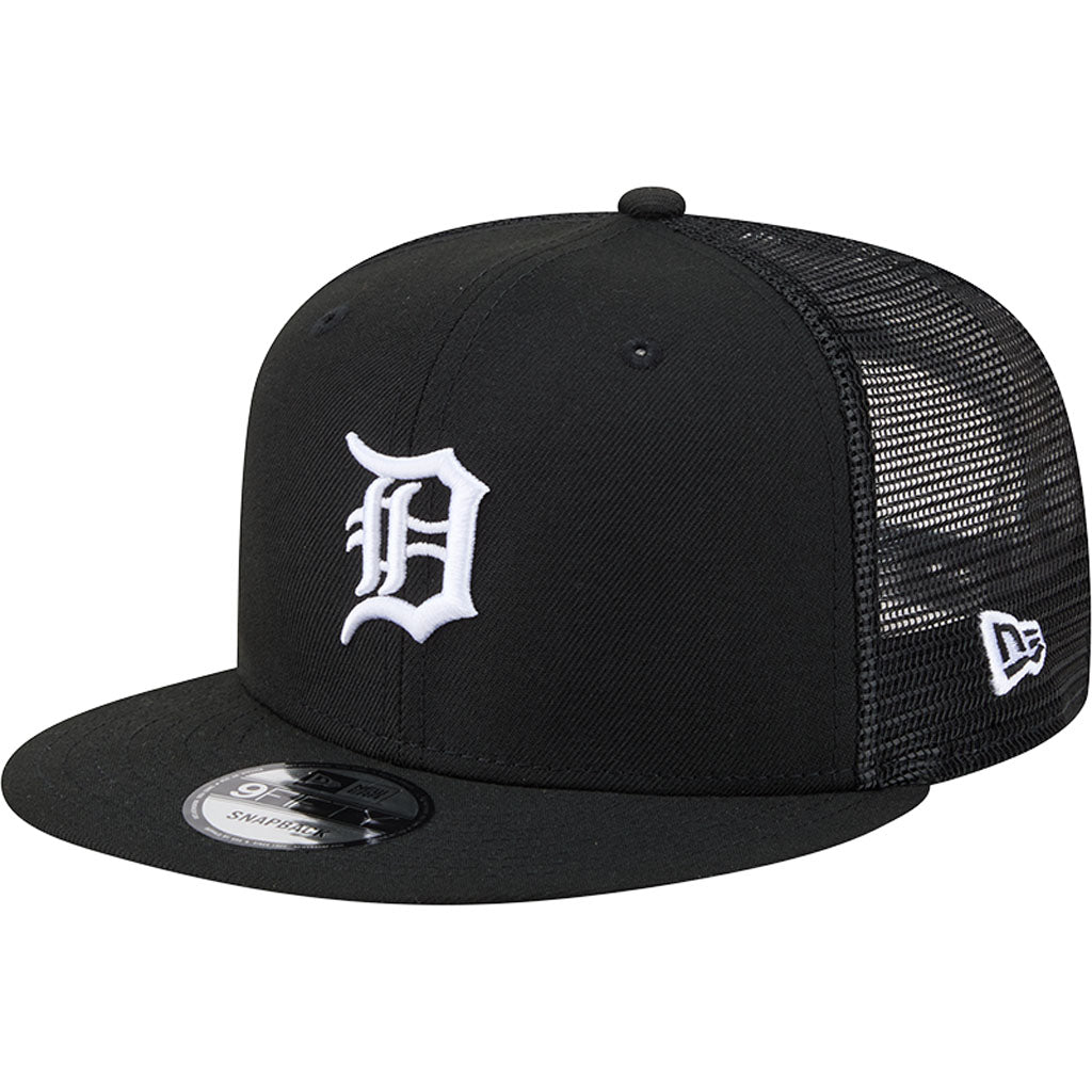 MLB Detroit Tigers New Era Black & White Trucker 9FIFTY Snapback Hat - Black