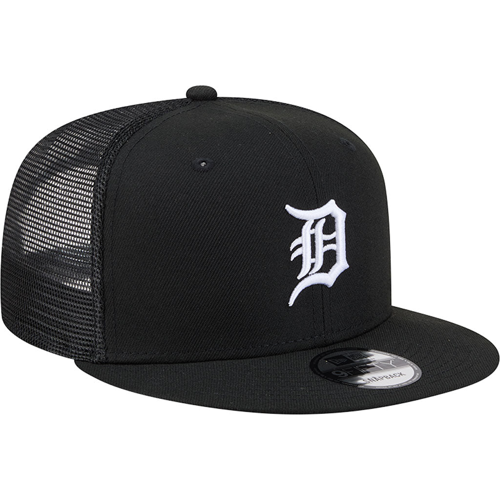 MLB Detroit Tigers New Era Black & White Trucker 9FIFTY Snapback Hat - Black