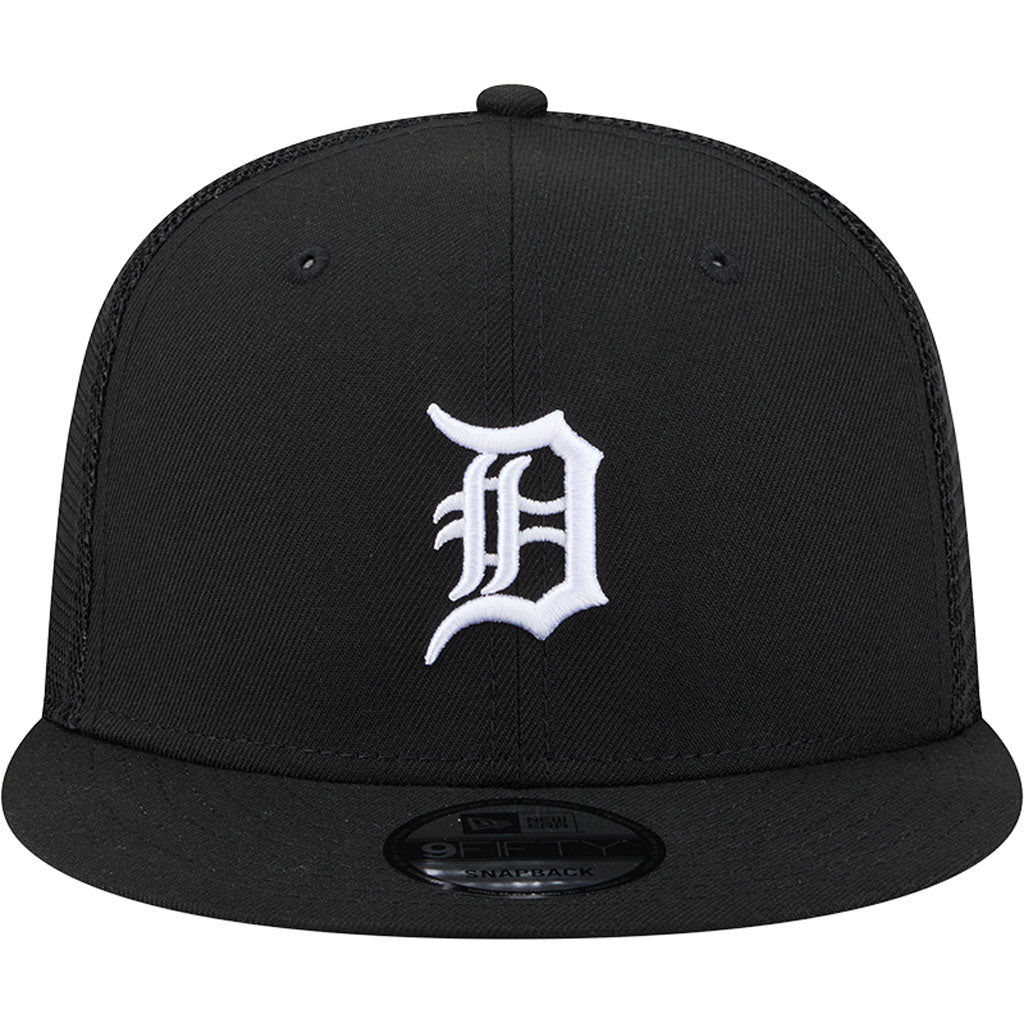 MLB Detroit Tigers New Era Black & White Trucker 9FIFTY Snapback Hat - Black