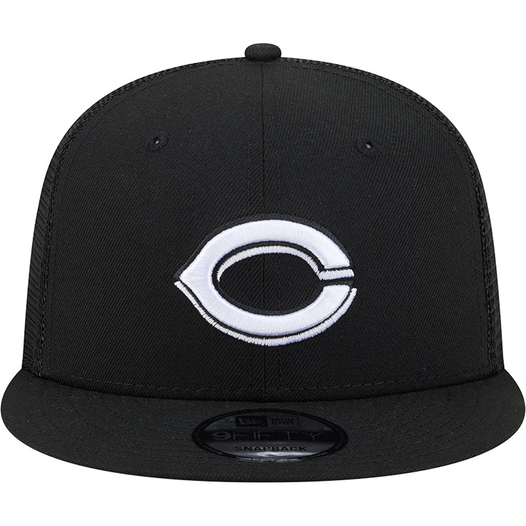 MLB Cincinnati Reds New Era Black & White Trucker 9FIFTY Snapback Hat - Black