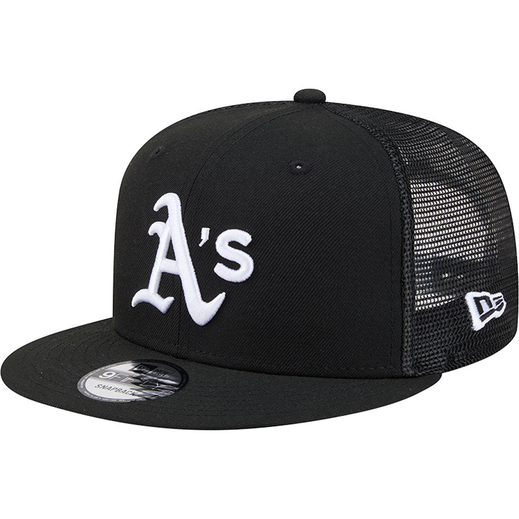 MLB Athletics New Era Black & White Trucker 9FIFTY Snapback Hat - Black