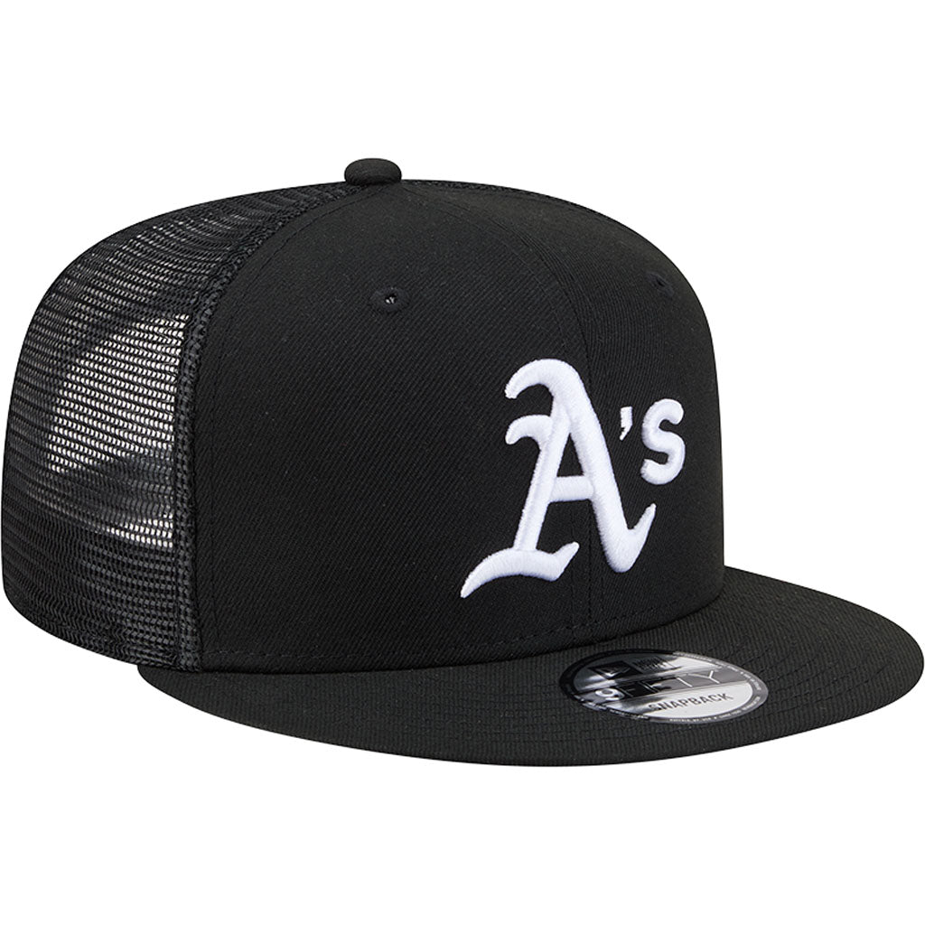 MLB Athletics New Era Black & White Trucker 9FIFTY Snapback Hat - Black