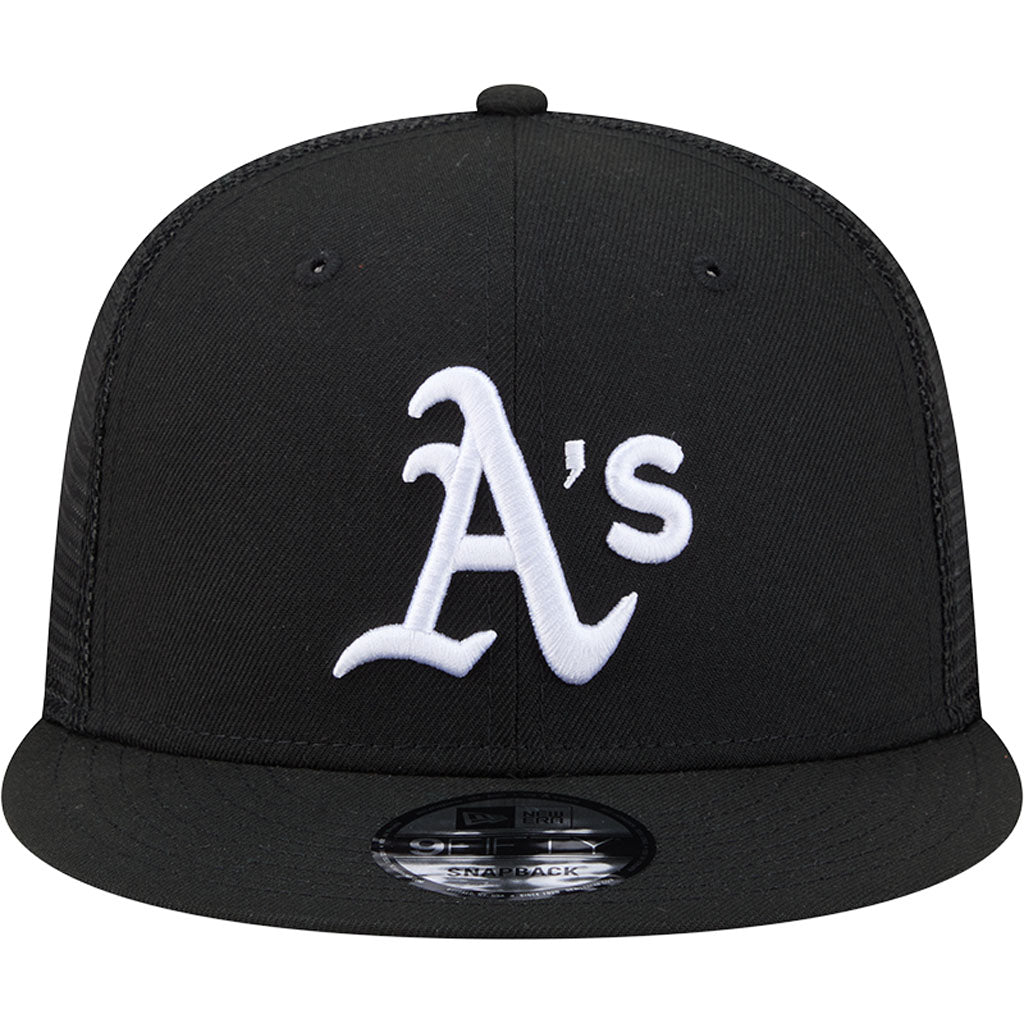 MLB Athletics New Era Black & White Trucker 9FIFTY Snapback Hat - Black