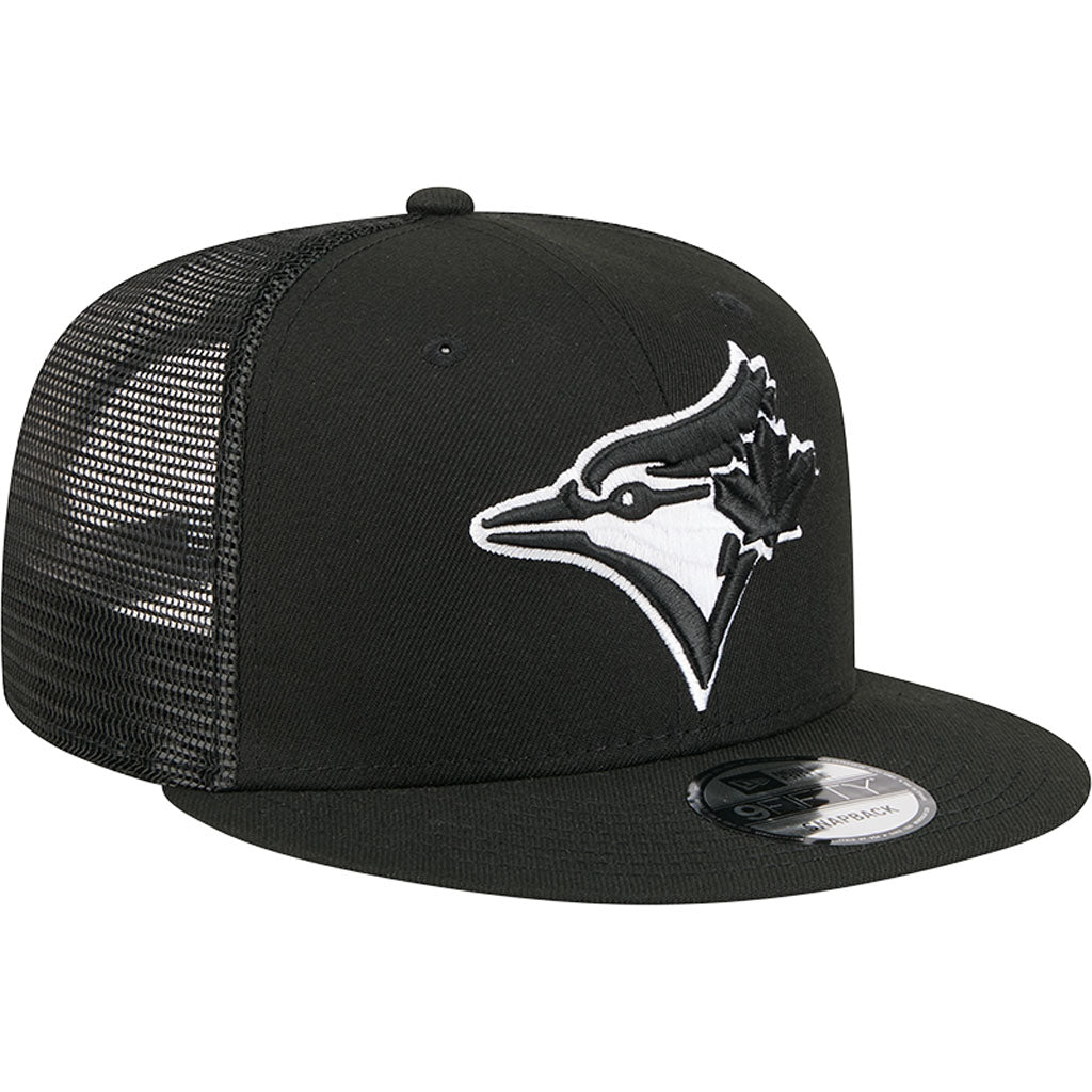 MLB Toronto Blue Jays New Era Black & White Trucker 9FIFTY Snapback Hat - Black