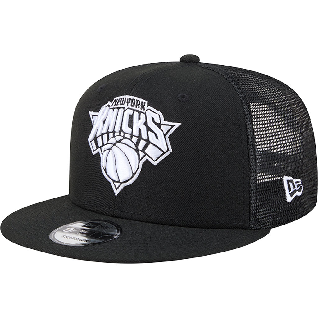 NBA New York Knicks New Era Black & White Trucker 9FIFTY Snapback Hat - Black