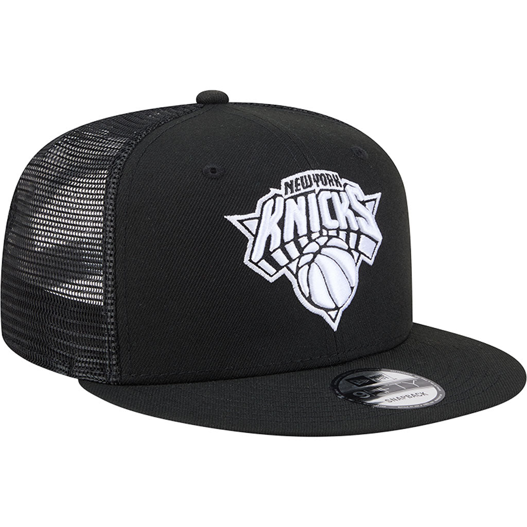 NBA New York Knicks New Era Black & White Trucker 9FIFTY Snapback Hat - Black