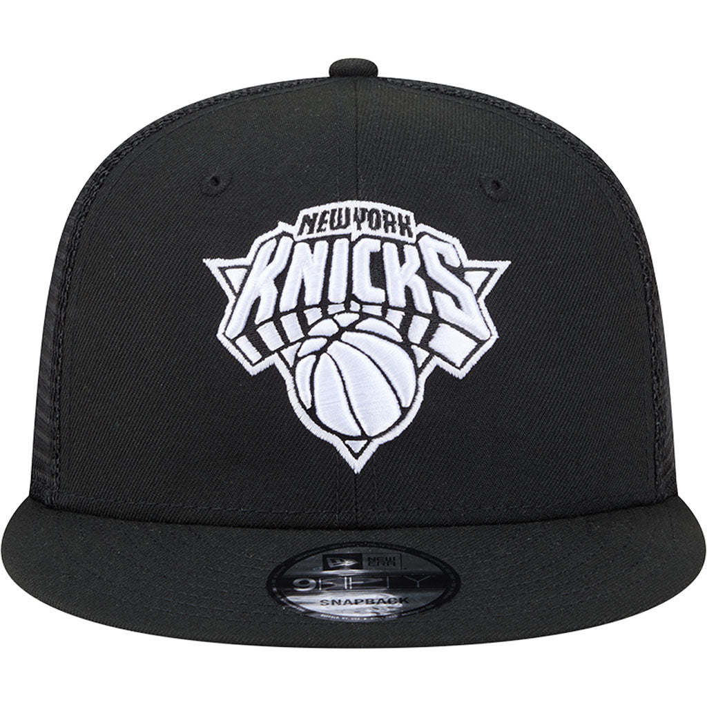 NBA New York Knicks New Era Black & White Trucker 9FIFTY Snapback Hat - Black