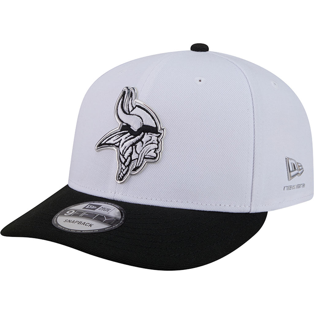 NFL Minnesota Vikings New Era Black & White 2026 Draft 9FIFTY Snapback Hat - White