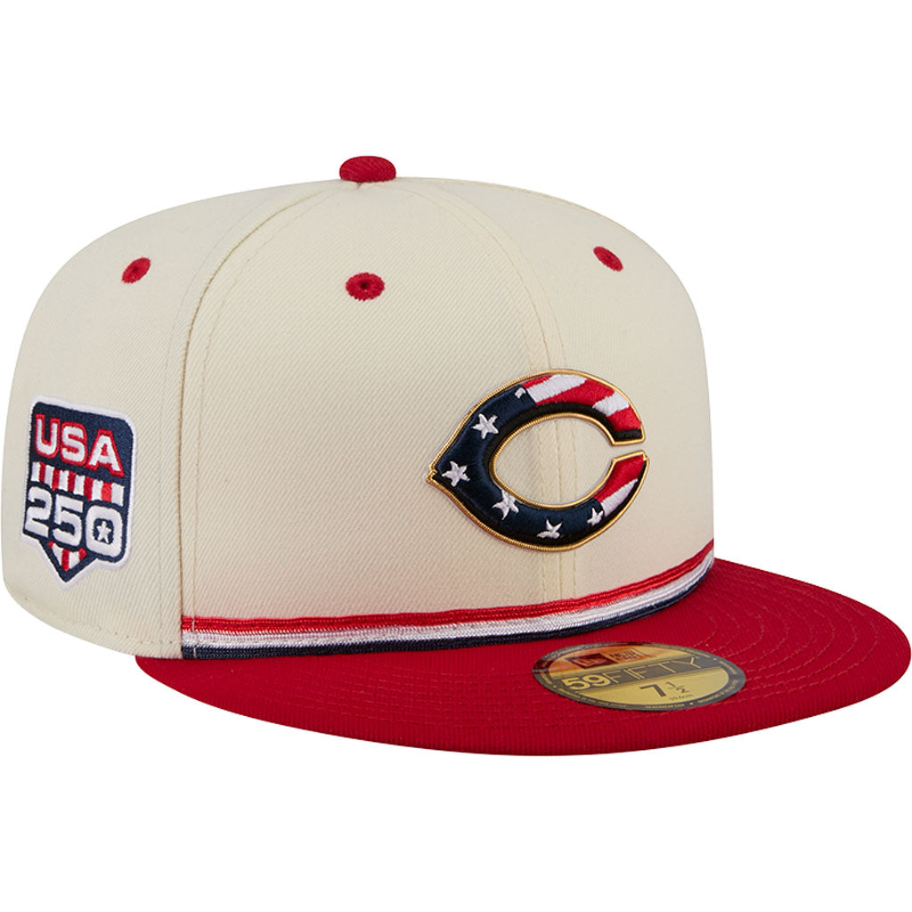 MLB Cincinnati Reds New Era 2026 4th of July 59FIFTY Fitted Hat - Cream