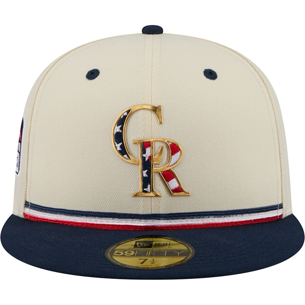 MLB Colorado Rockies New Era 2026 4th of July 59FIFTY Fitted Hat - Cream