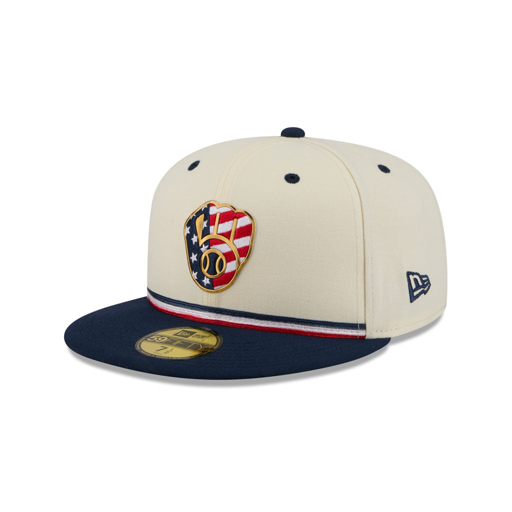 MLB Milwaukee Brewers New Era 2026 4th of July 59FIFTY Fitted Hat - Cream