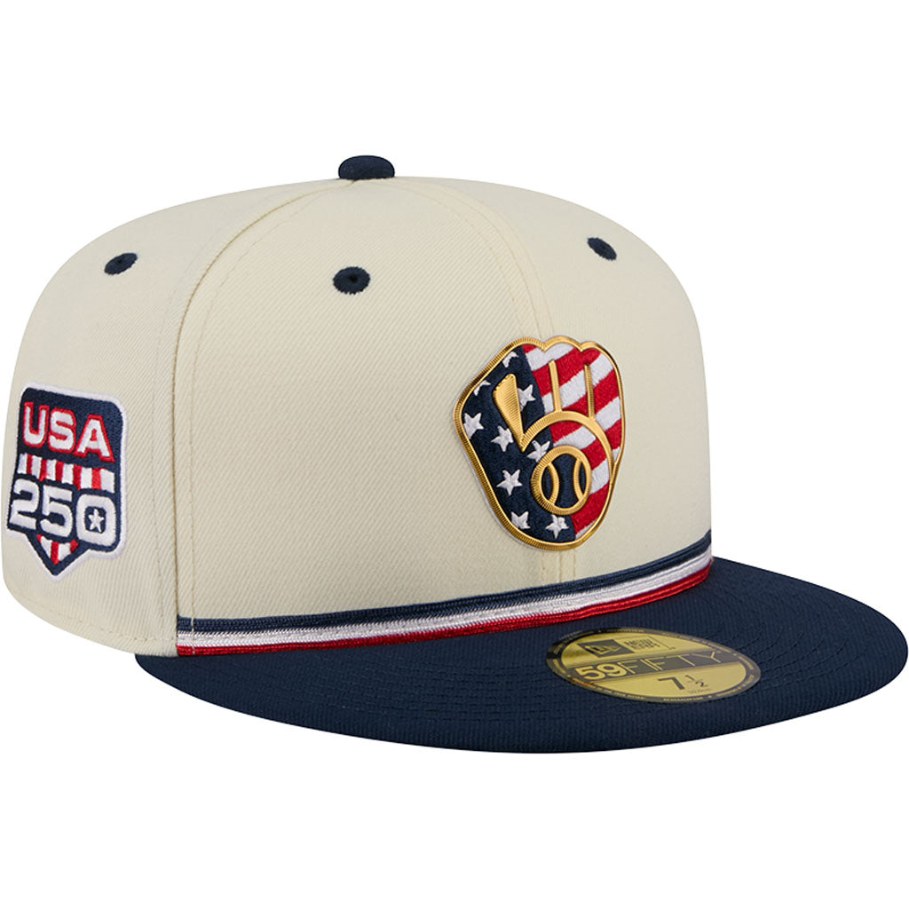 MLB Milwaukee Brewers New Era 2026 4th of July 59FIFTY Fitted Hat - Cream