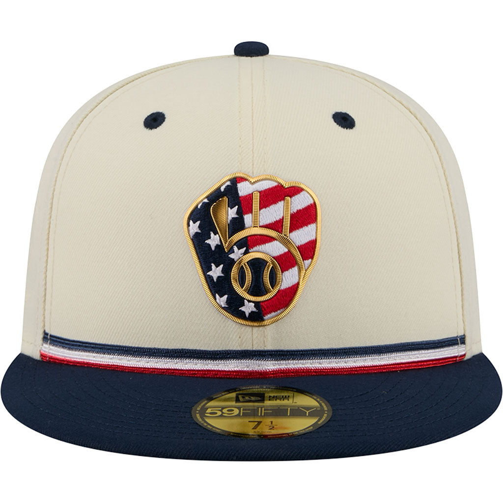 MLB Milwaukee Brewers New Era 2026 4th of July 59FIFTY Fitted Hat - Cream