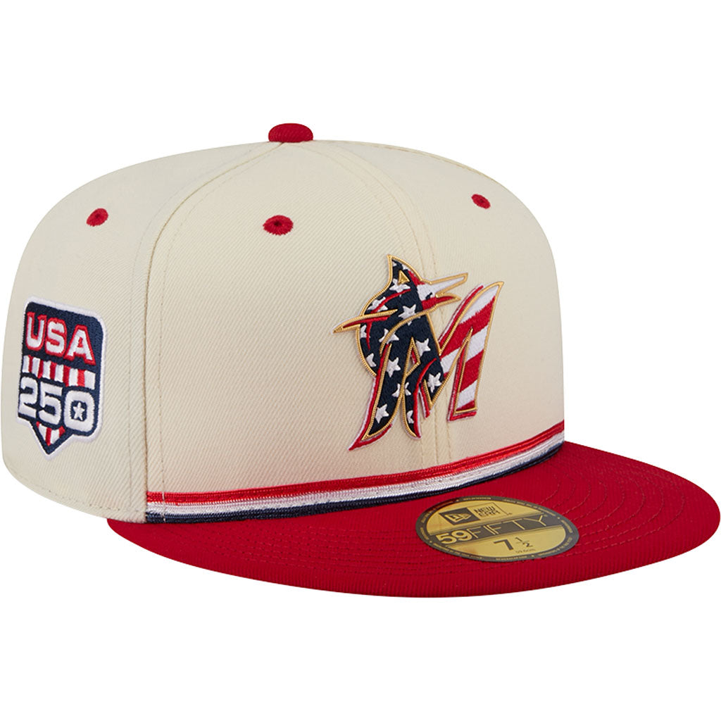 MLB Miami Marlins New Era 2026 4th of July 59FIFTY Fitted Hat - Cream