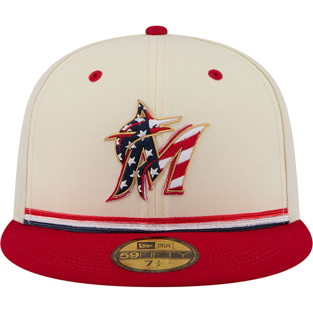 MLB Miami Marlins New Era 2026 4th of July 59FIFTY Fitted Hat - Cream