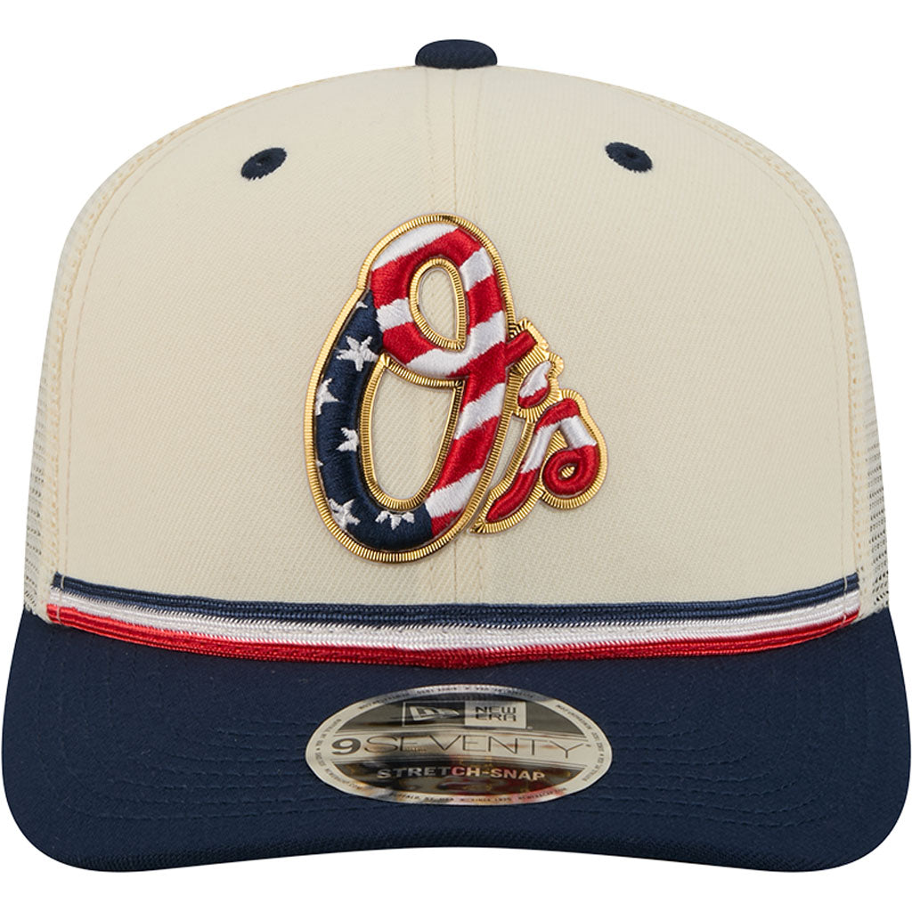 MLB Baltimore Orioles New Era 2026 4th of July 9SEVENTY Stretch Snapback Hat - Cream