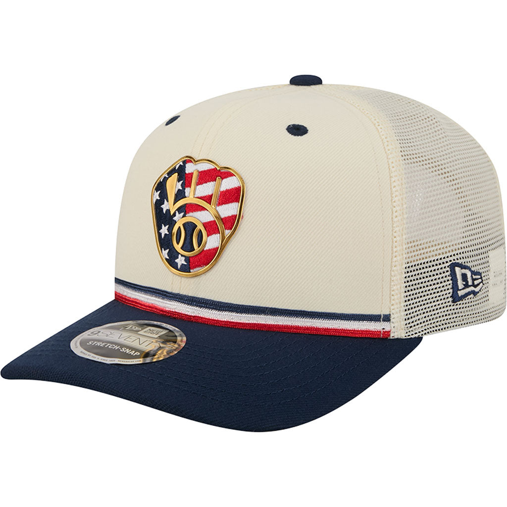 MLB Milwaukee Brewers New Era 2026 4th of July 9SEVENTY Stretch Snapback Hat - Cream