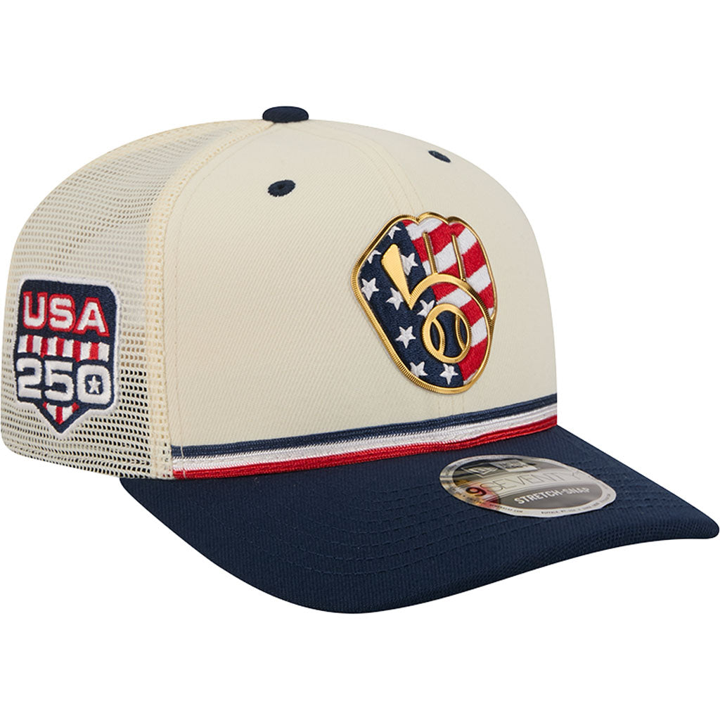 MLB Milwaukee Brewers New Era 2026 4th of July 9SEVENTY Stretch Snapback Hat - Cream